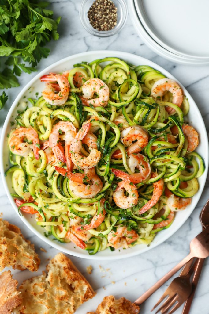 Cheap Keto meals for family, Garlic Butter Shrimp With Zucchini Noodles